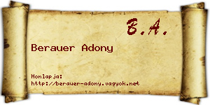 Berauer Adony névjegykártya